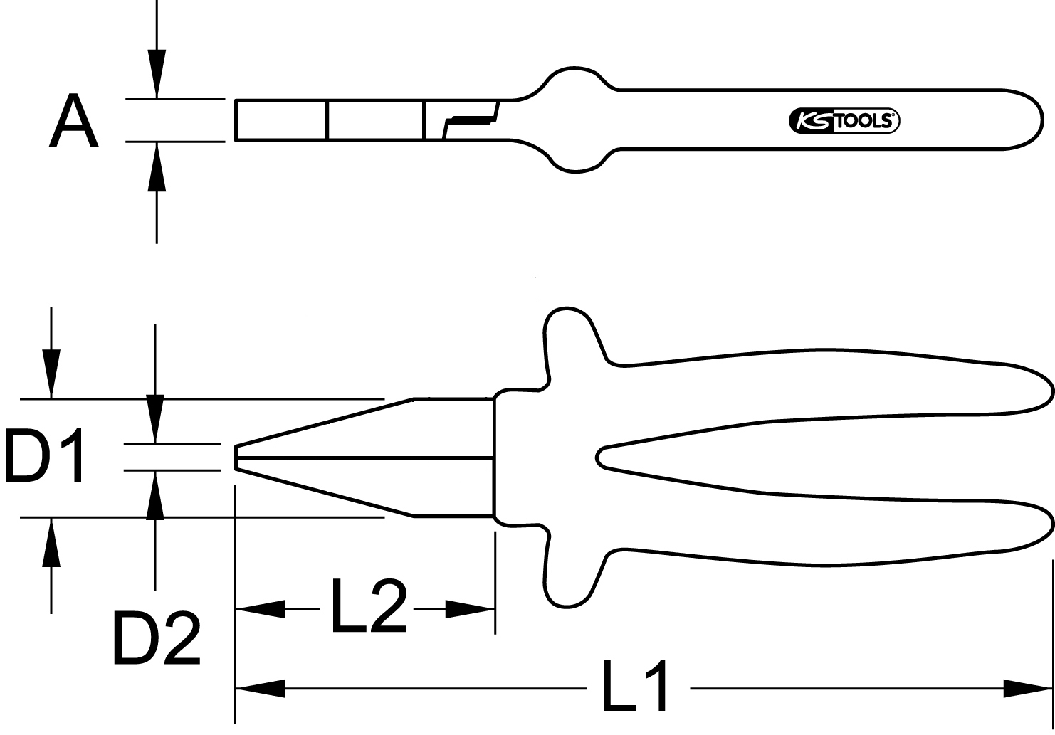 KS Tools 1000V Flachzange, kurze Backen, 160mm