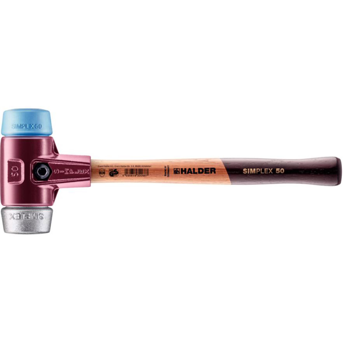HALDER SIMPLEX - Schonhammer mit Tempergussgehäuse und hochwertigem Holzstiel, TPE-soft/Weichmetall