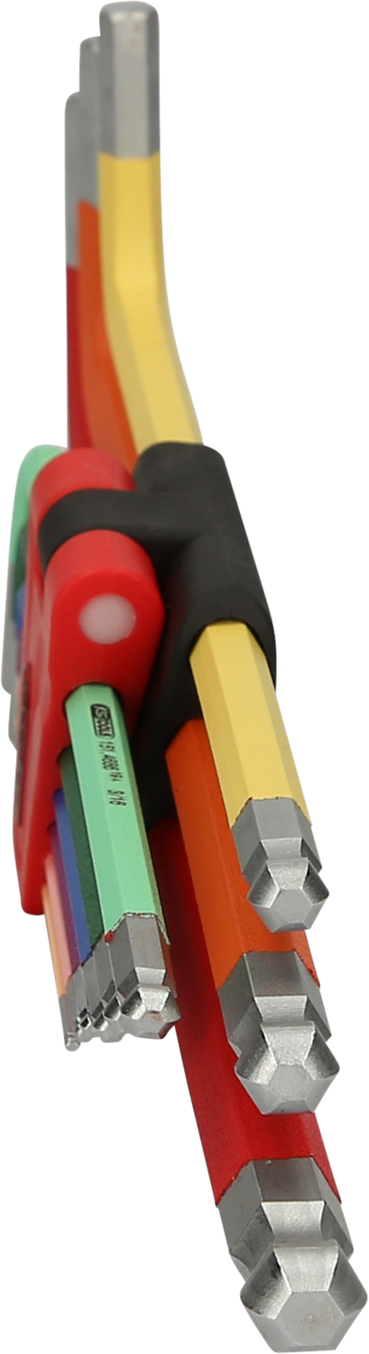 KS Tools Kugelkopf-Innensechskant-Winkelstiftschlüssel-Satz, extra lang, 9-tlg, Zoll