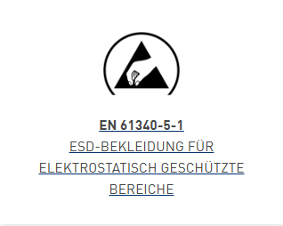 ESD-Bekleidung, elektrostatischer Schutz, Dreieckslogo, Schutzhandschuhe, neutrale Farbe