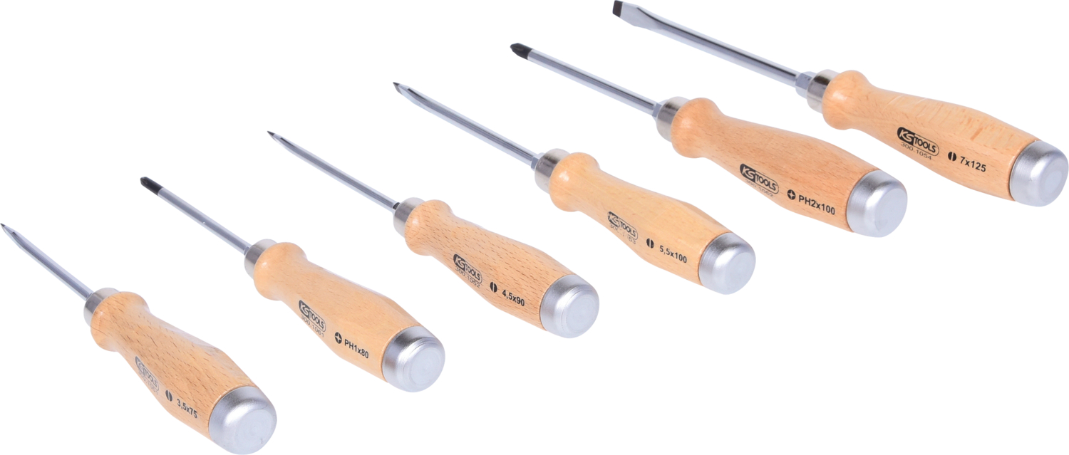 KS Tools ERGOTORQUE WOODmax Schlag-Schraubendreher-Satz, 6-tlg