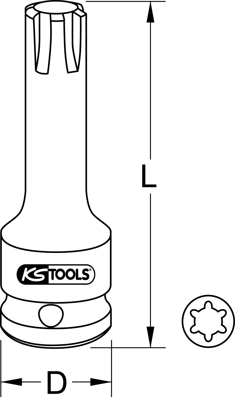 KS Tools 1/2" Kraft-Bit-Stecknuss für RIBE-Schrauben, XL, M9-M10 