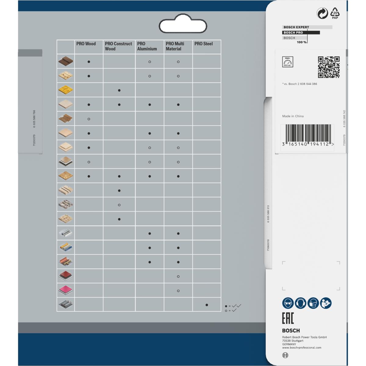 Bosch PRO Kreissägeblatt Optiline Wood für Handkreissägen ø 190 mm, 30 mm Bohrung