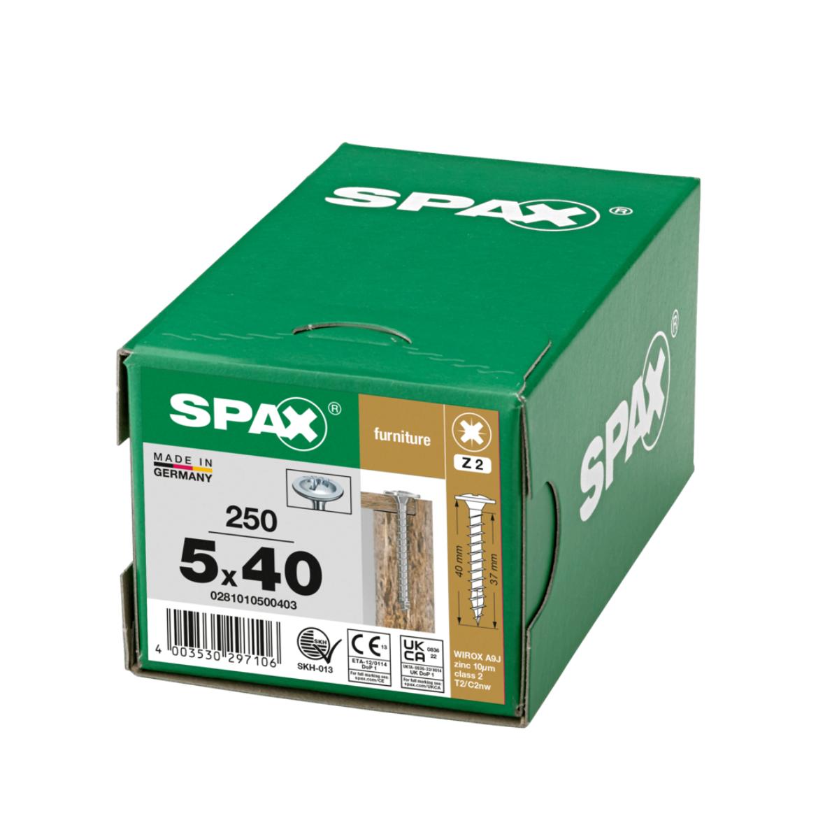 SPAX Universalschraube Vollgewinde Rückwandkopf Kreuzschlitz Z 4CUT, WIROX, 250 Stück