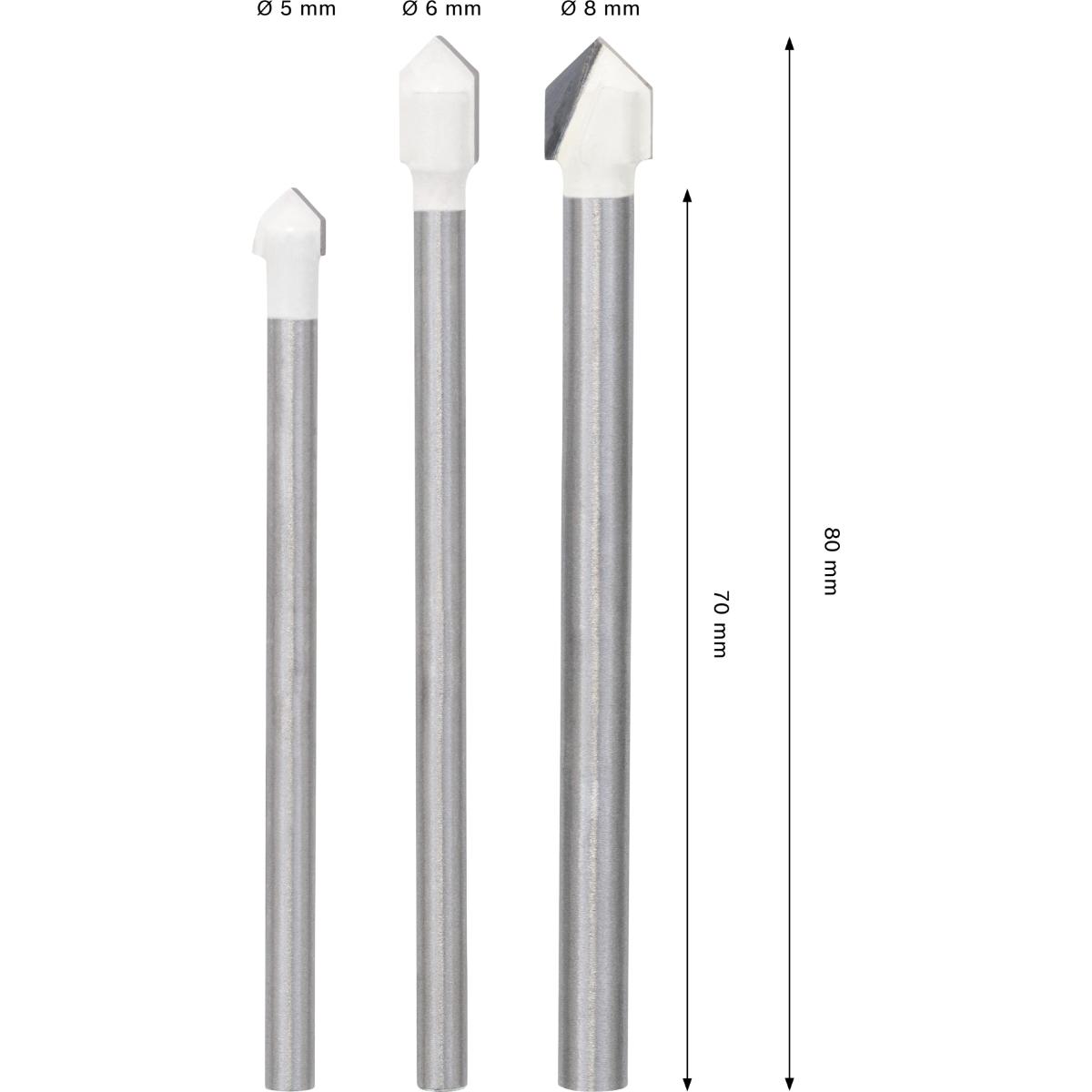 Bosch CYL-9 Soft Ceramic Bohrer-Set, 5 x 70, 6 x 80, 8 x 80 mm, 3-teiliges Set