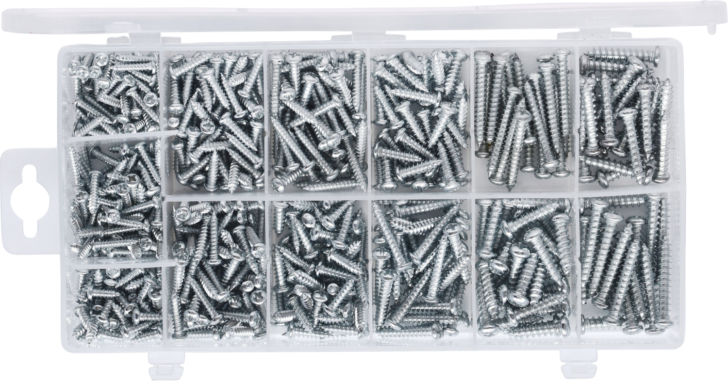 KS Tools Sortiment Linsenkopf-Blechtreibschrauben, 550-tlg