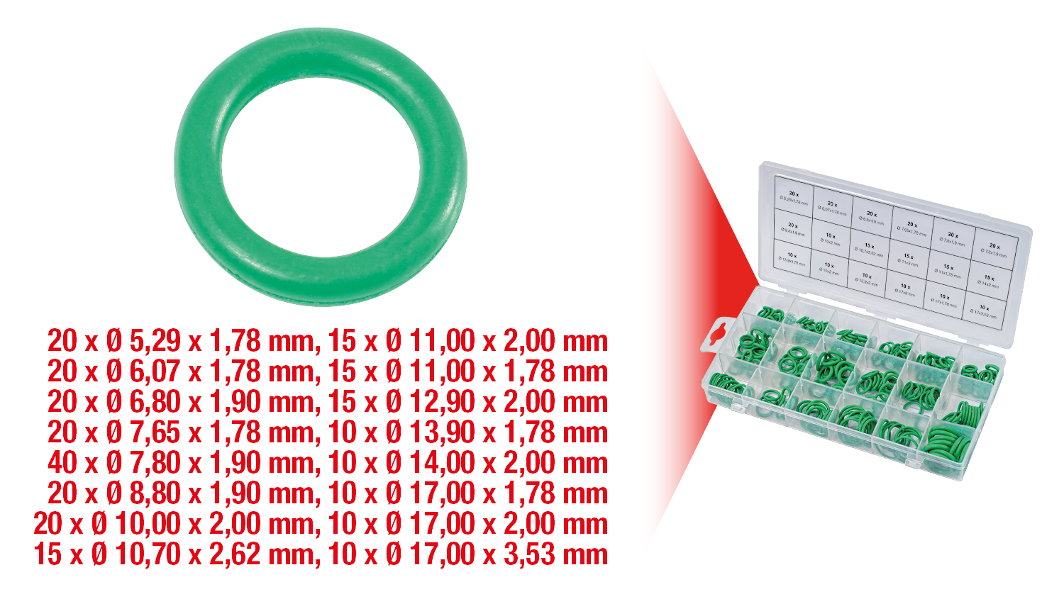 KS Tools Sortiment O-Ringe für Klima, HNBR, 270-tlg