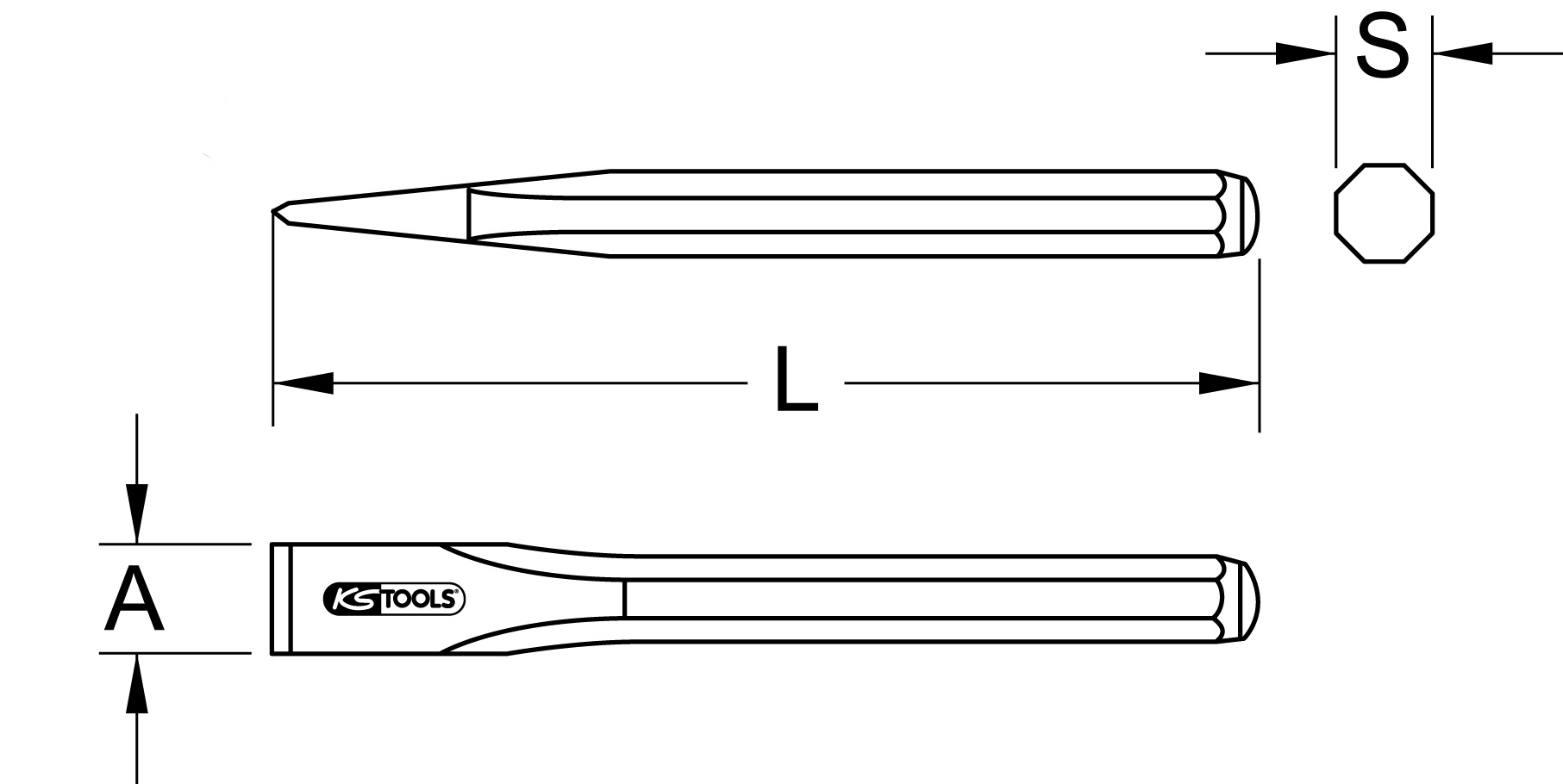 KS Tools Flachmeißel, 400x25mm