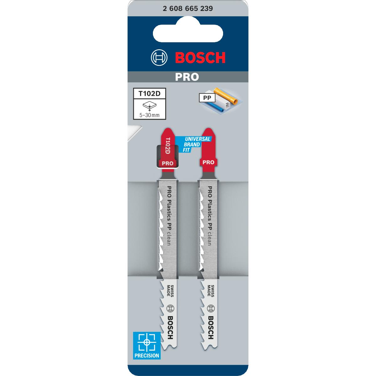 Bosch PRO Plastics PP clean T102D Stichsägeblatt,100 mm - 2 Stück
