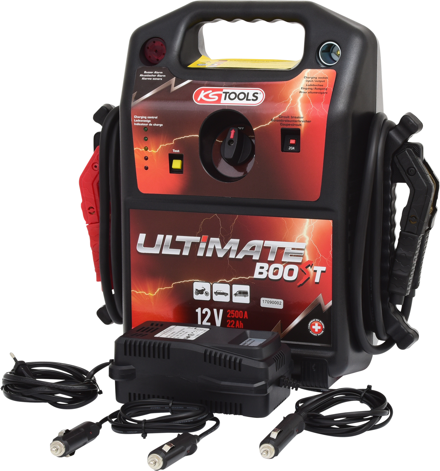 KS Tools 12 V Batterie-Booster, mobiles Starthilfegerät 850 A