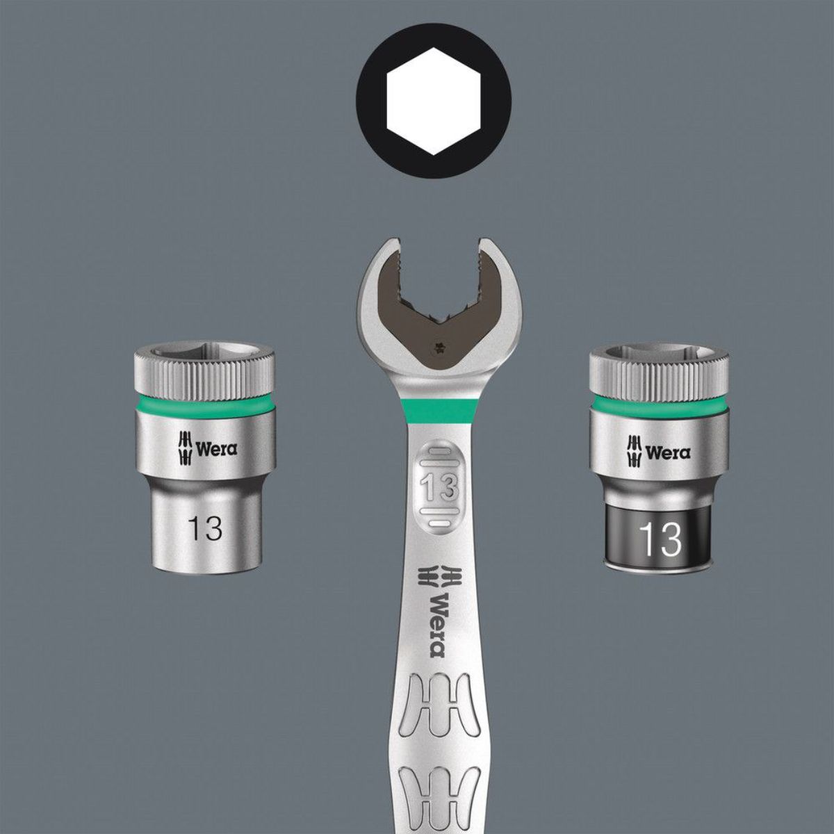 Wera 8100 SC 8 Zyklop Metal-Knarrensatz, Umschalthebel, 1/2"-Antrieb, metrisch, 28-teilig