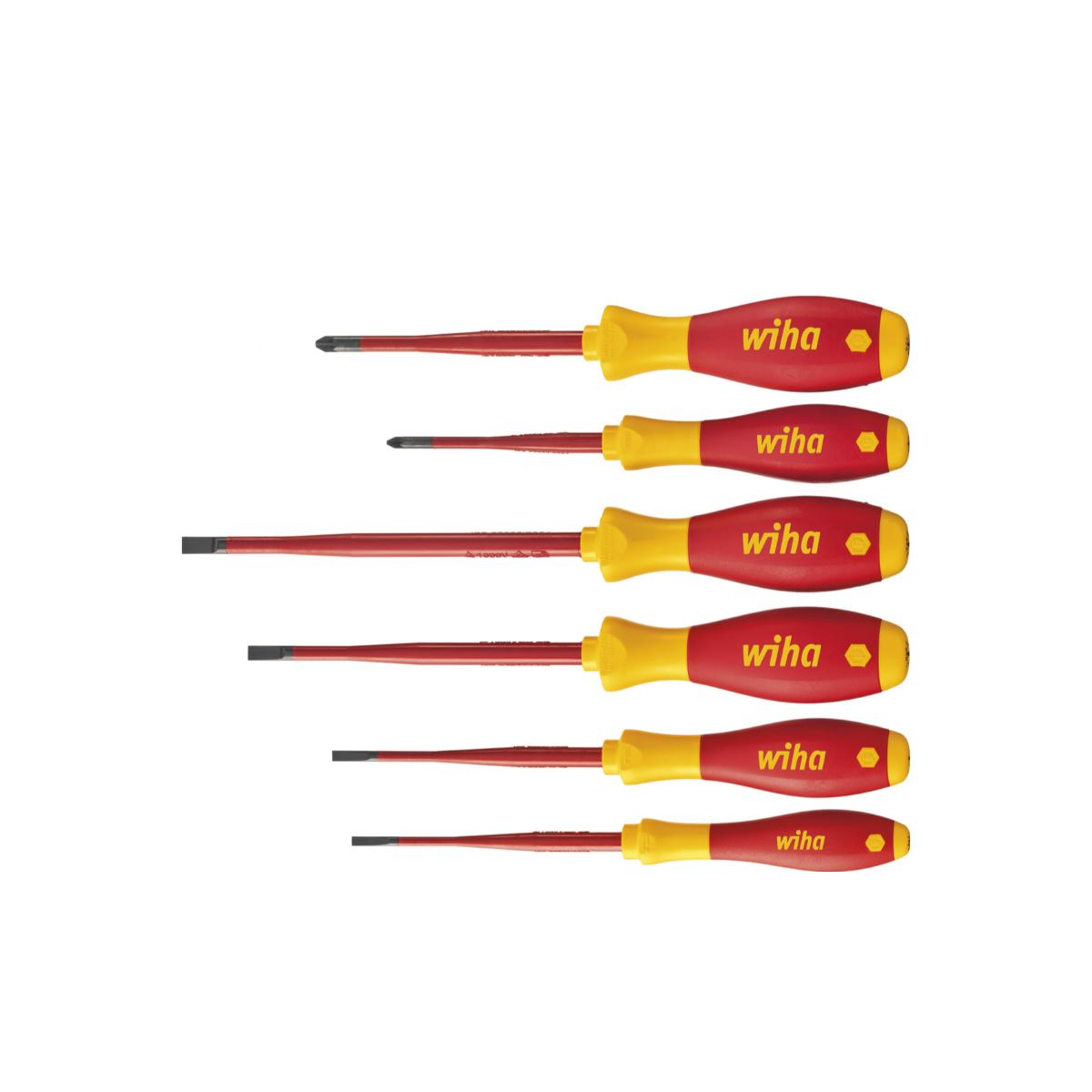 Wiha Schraubendreher Set SoftFinish electric slimFix Schlitz, Pozidriv 6-teilges Set