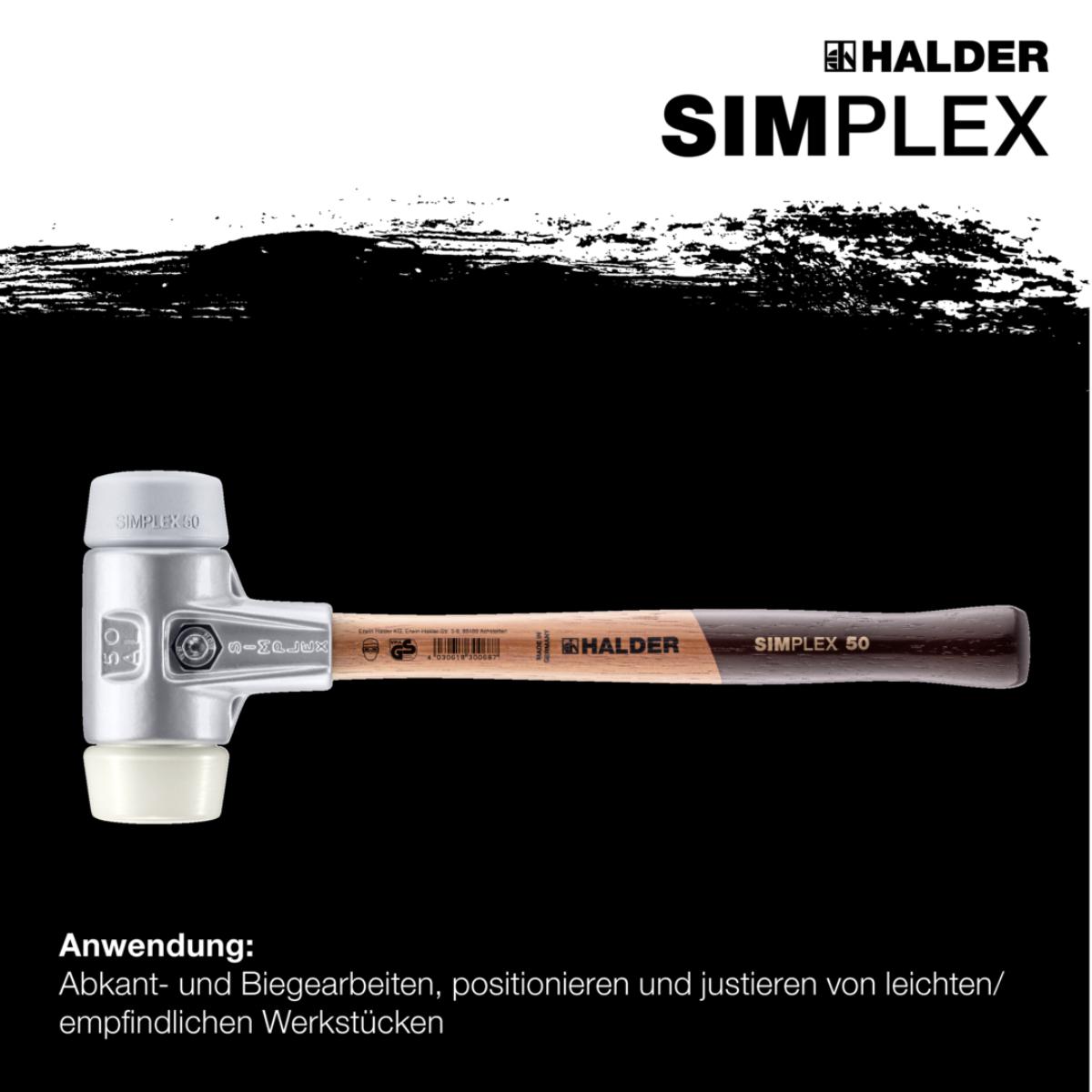 HALDER SIMPLEX - Schonhammer mit Aluminiumgehäuse und hochwertigem Holzstiel, TPE-mid / Nylon