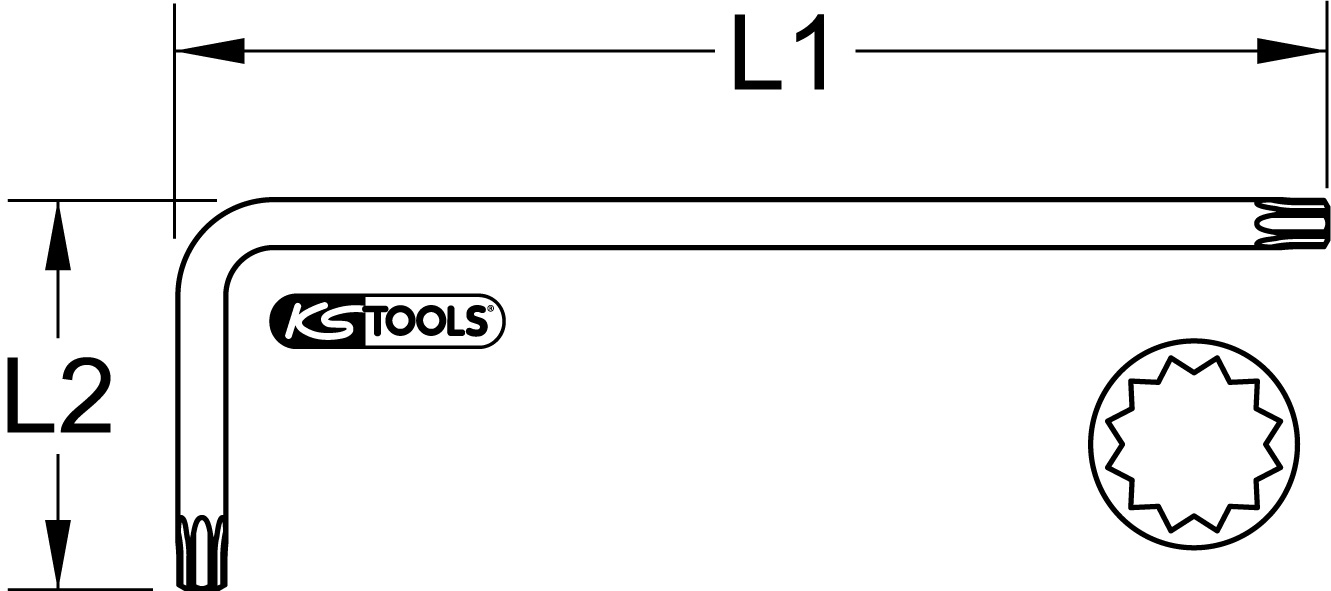 KS Tools Vielzahn (XZN®)-Winkelstiftschlüssel, XL