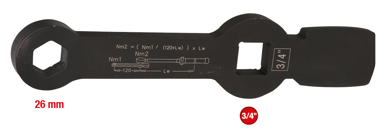 KS Tools 3/4" Schlag-Sechskant-Schlüssel mit 2 Schlagflächen, 26 mm