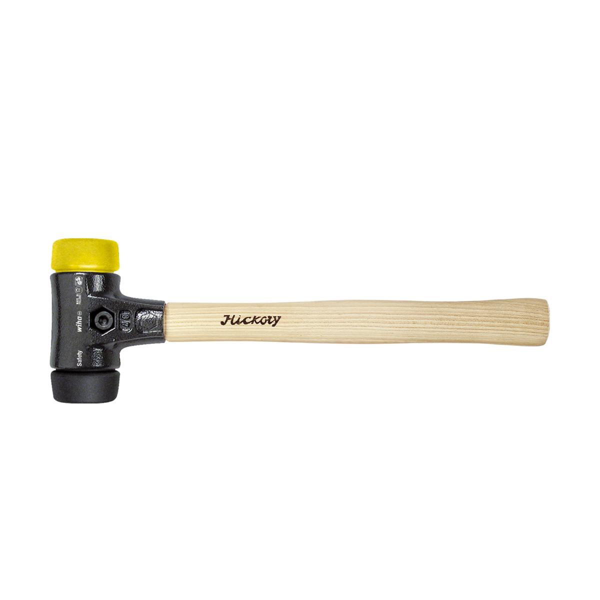 Wiha Schonhammer Safety mittelweich/mittelhart mit Hickory-Holzstiel, Rund-Schlagkopf - 5 Stück