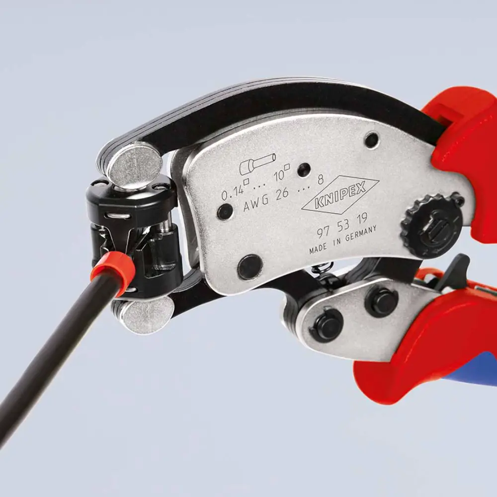 KNIPEX Twistor T Selbsteinstellende Crimpzange für Aderendhülsen verchromt 200 mm