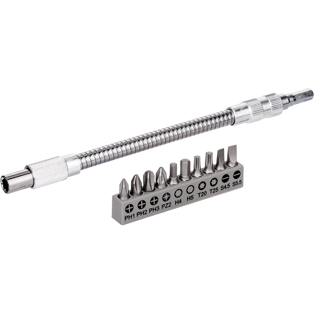 Bosch Bit Set, 11-teilig, mit flexibler Verlängerung aus Metall, 200 mm