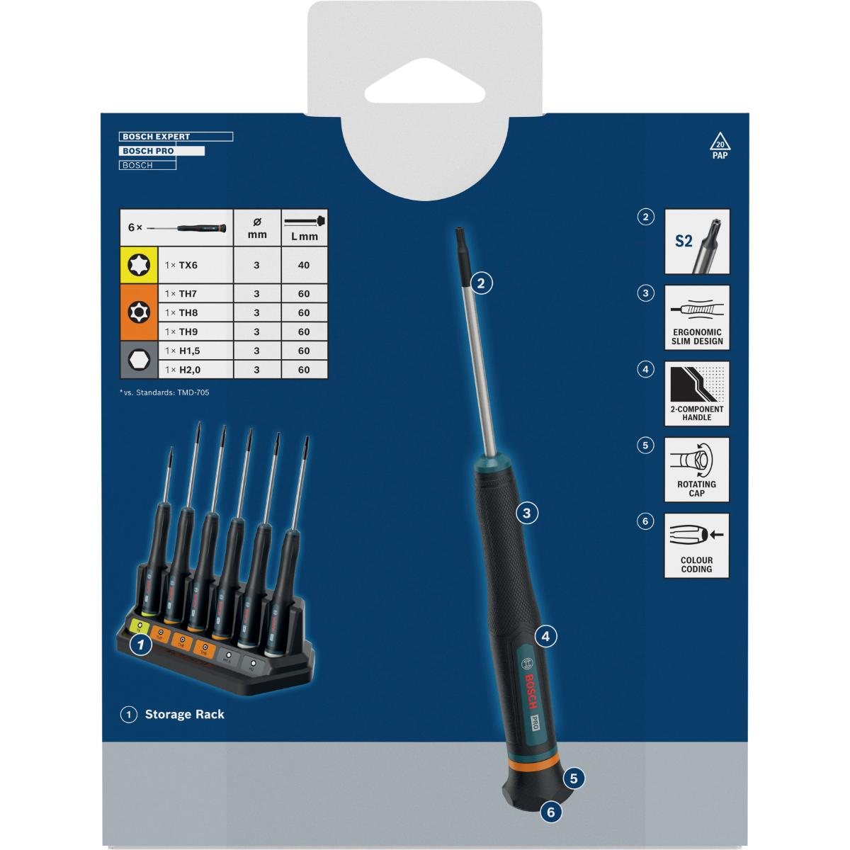 Bosch PRO Präzisionsschraubendreher TX/TH/H, 6-teilges Set