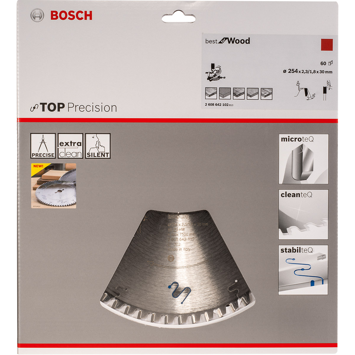 Bosch Kreissägeblatt Top Precision Best for Wood, 254 x 30 x 2,3mm, 60 Zähne