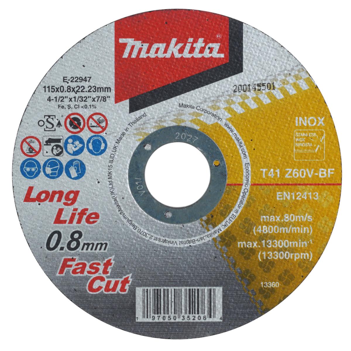 Makita Trennscheibe INOX 115x0,8 mm 12 Stück - Z60V-BF - E-22947-12