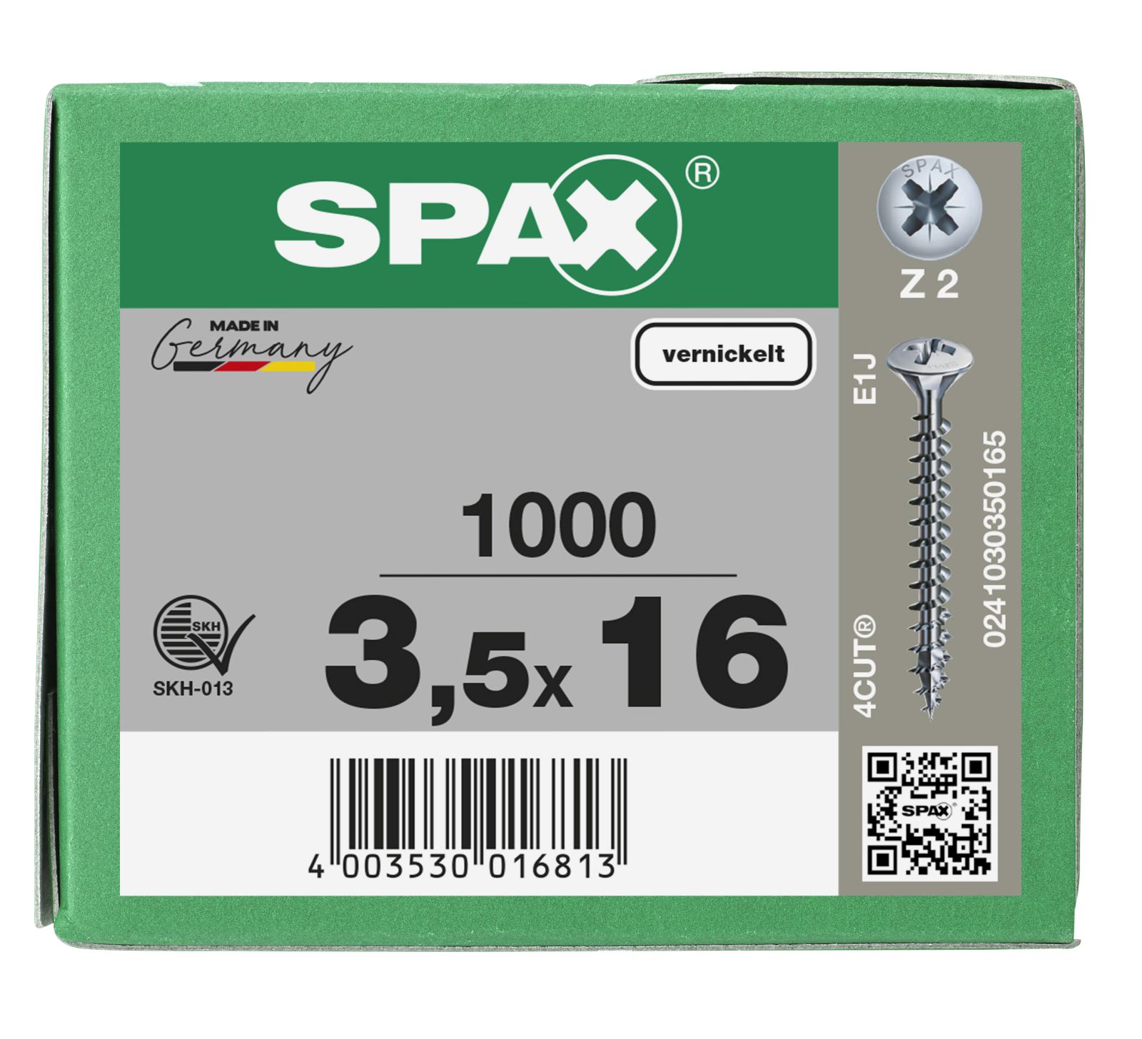 SPAX Linsenmultikopf Bremsrippen Kreuzschlitz Z2 Vollgewinde vernickelt, 1000 Stück
