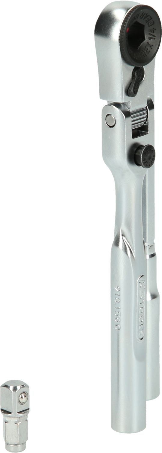 KS Tools 1/4" Bit-Gelenk-Umschaltknarren-Satz mit Steckadapter für Stecknüsse, 3-tlg