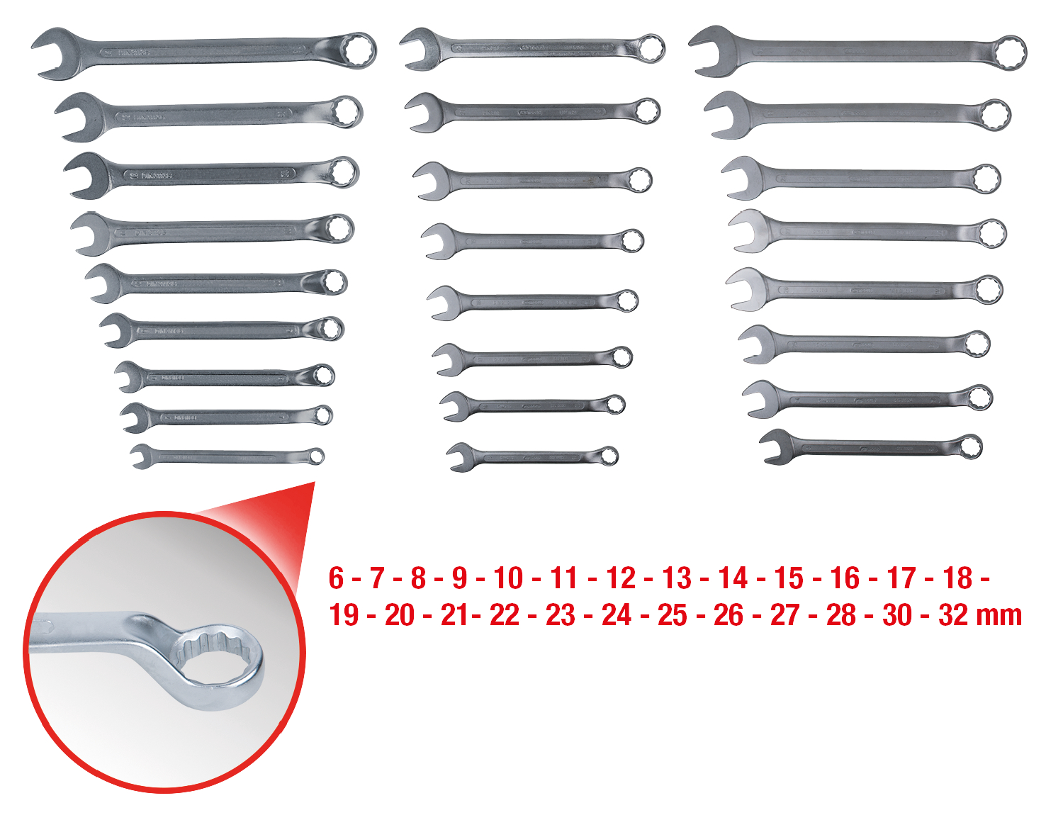 KS Tools Ringmaulschlüssel-Satz, 25-tlg gekröpft, 6-32mm