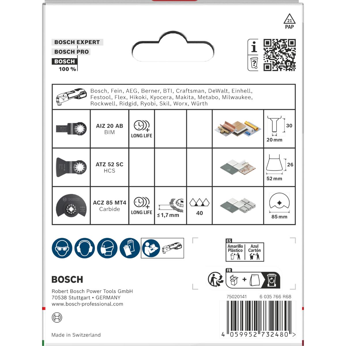 Bosch Fliesen Starlock Blattset, 3-teiliges Set