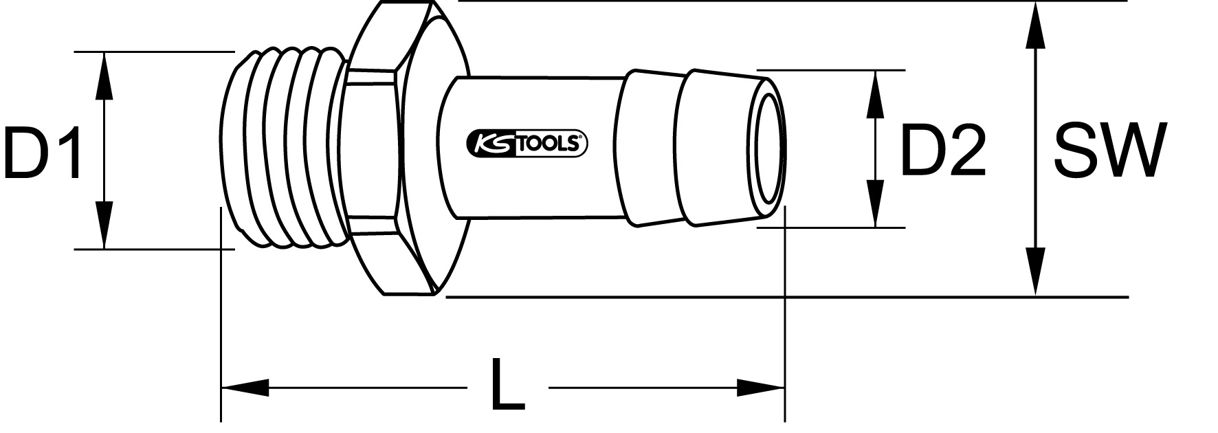KS Tools Messing-Schlauchtüllen mit Außengewinde, 45°