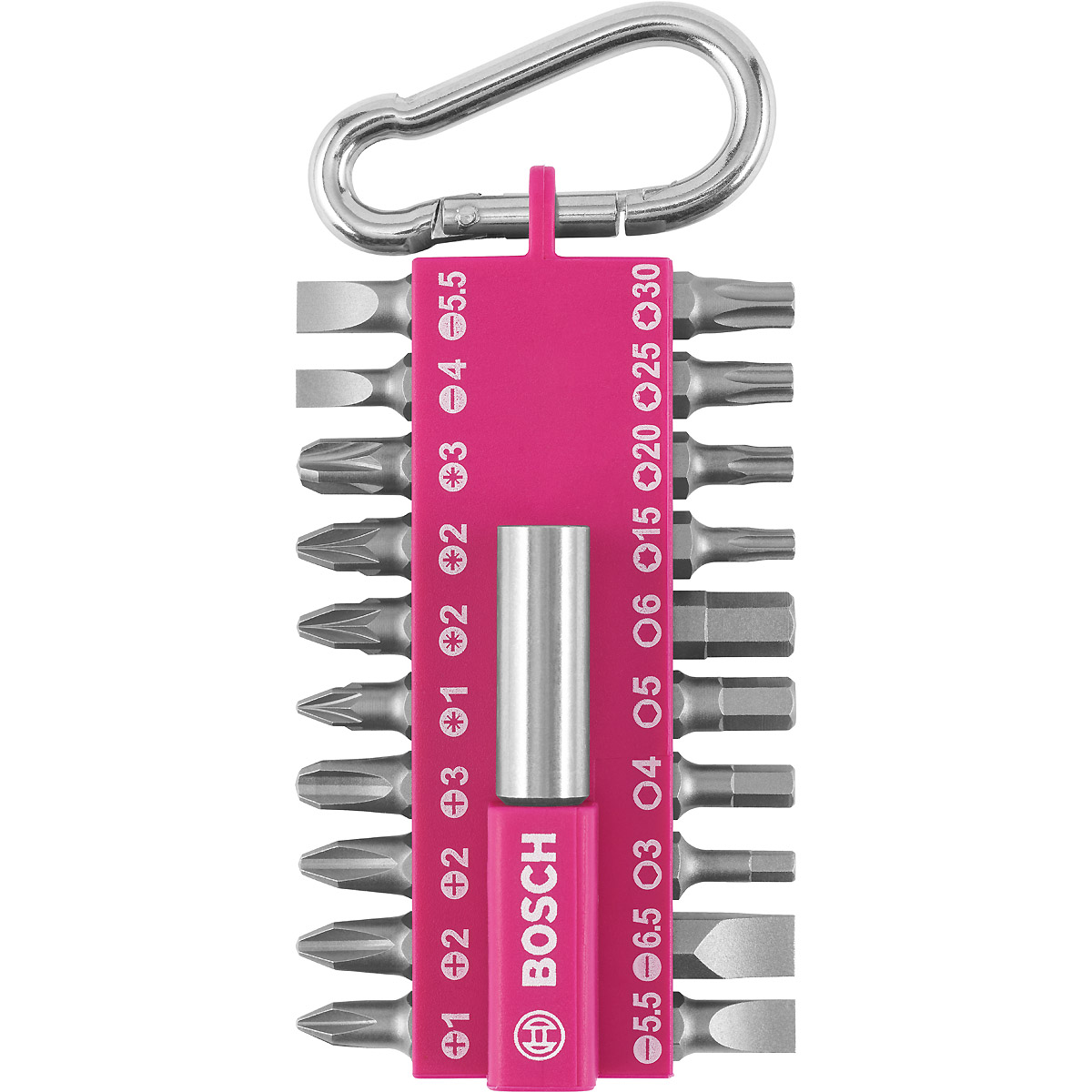 Bosch 21-teiliges Schrauberbit-Set mit Snap-hook (pink) Ausstellerversion