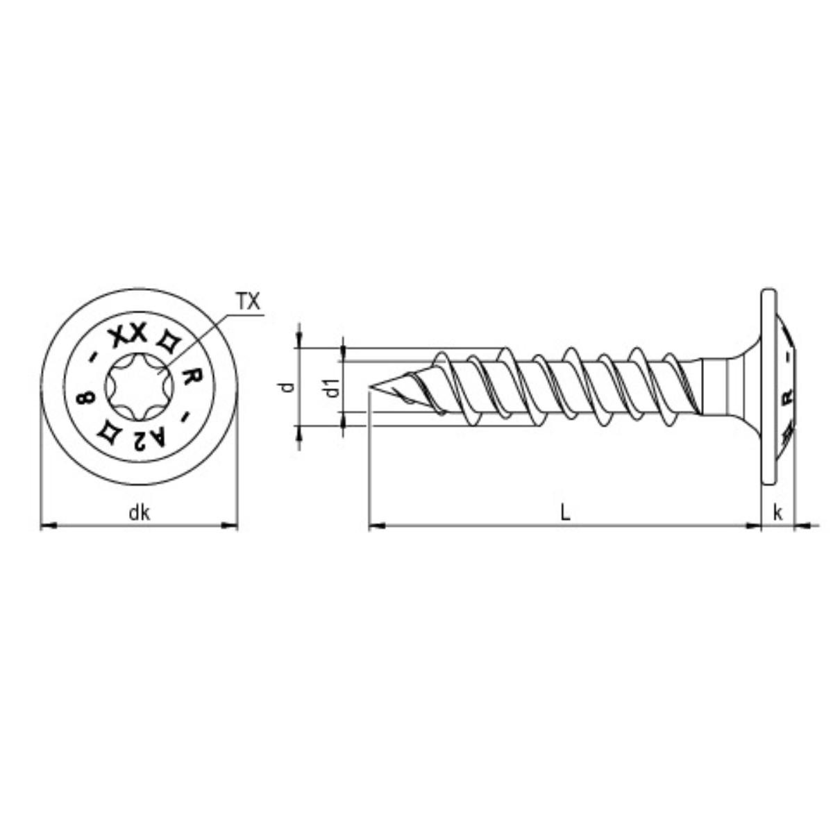 Reisser HBS Tellerkopf, Holzbauschraube, Tellerkopf, 8,0, Vollgewinde, TX 40, Edelstahl A2, gebeizt,