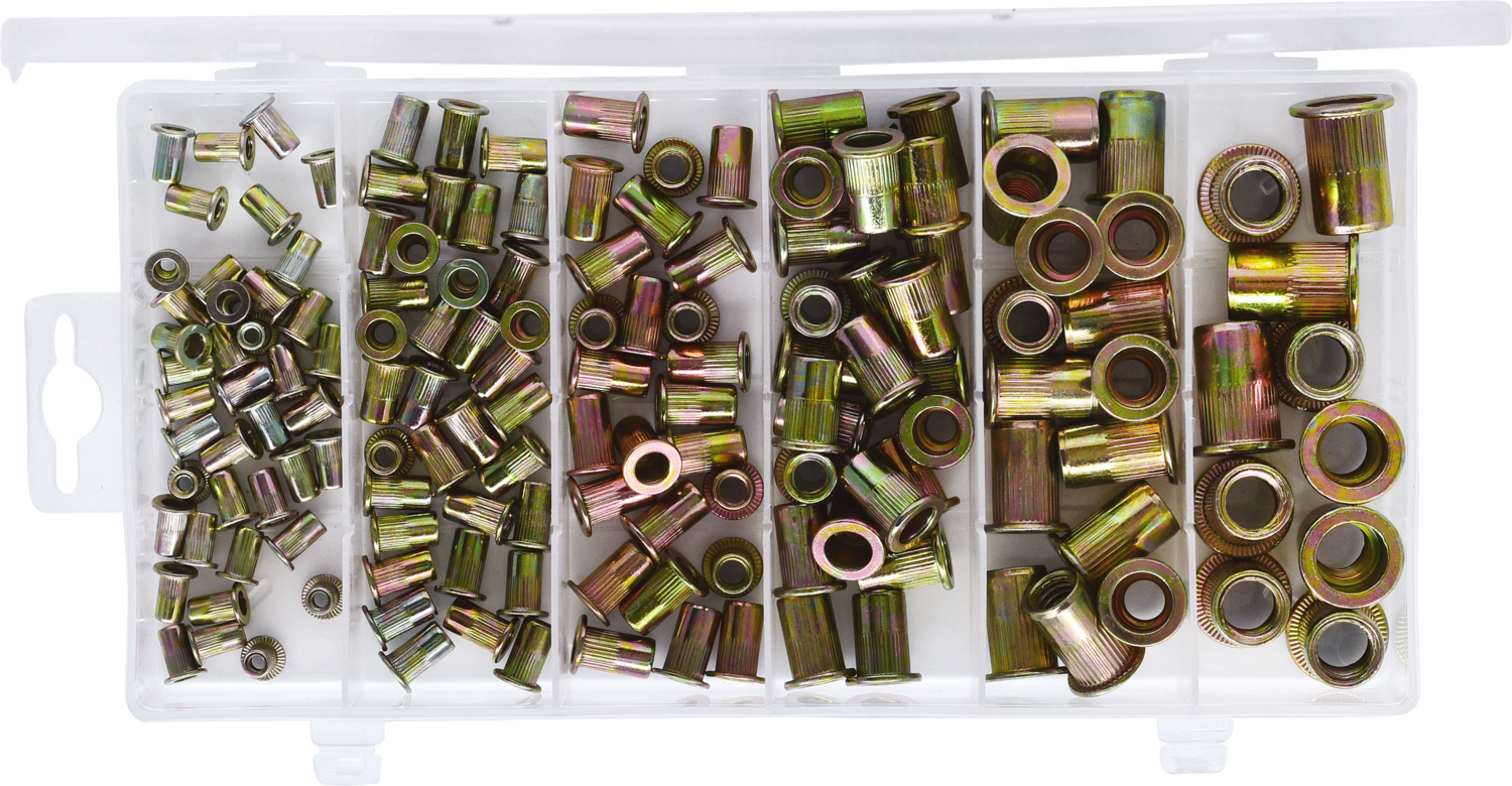 KS Tools Sortiment Gewindenieten, Stahl, M3x9mm-M10x21mm, 150-tlg