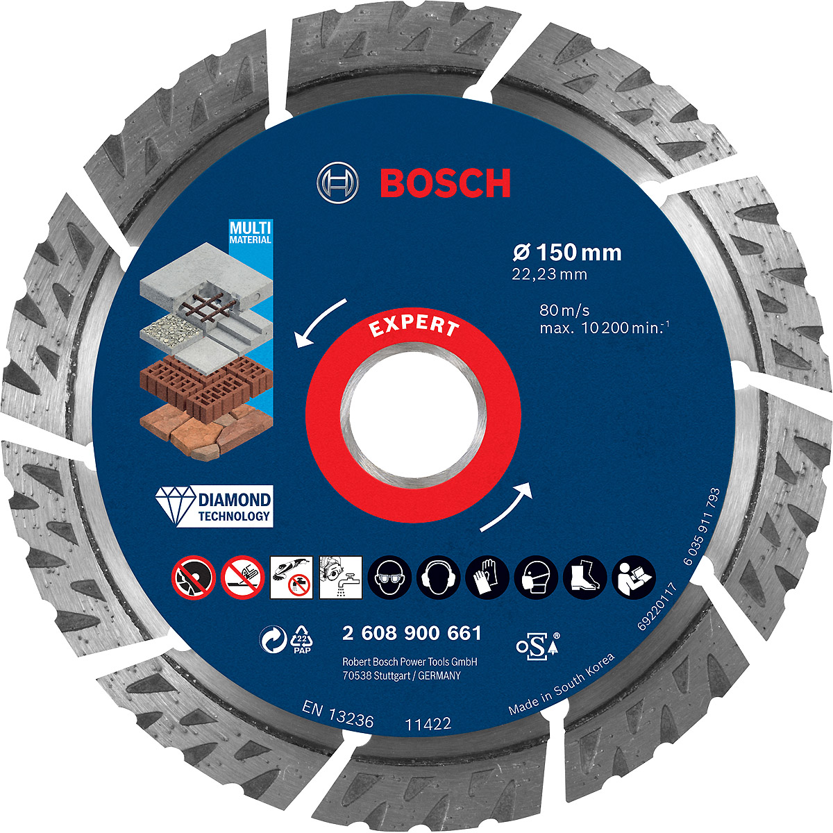 Bosch EXPERT MultiMaterial Diamanttrennscheiben, ür große Winkelschleifer mit Spannmutter