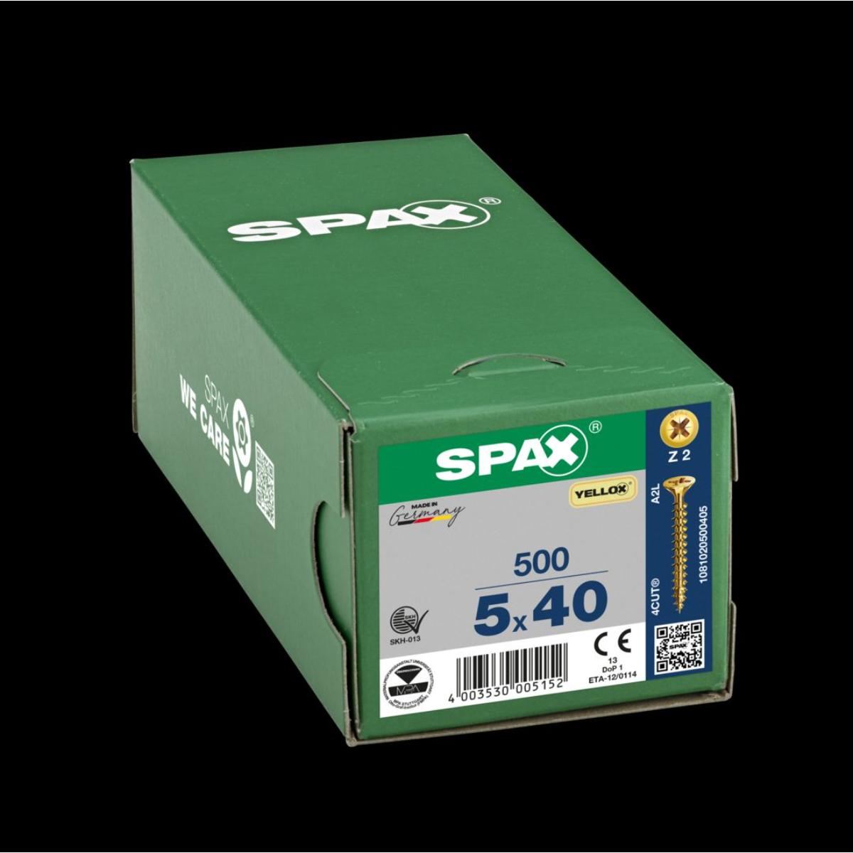 SPAX Senkmultikopf Kreuzschlitz Z2 Vollgewinde YELLOX, 500 Stück