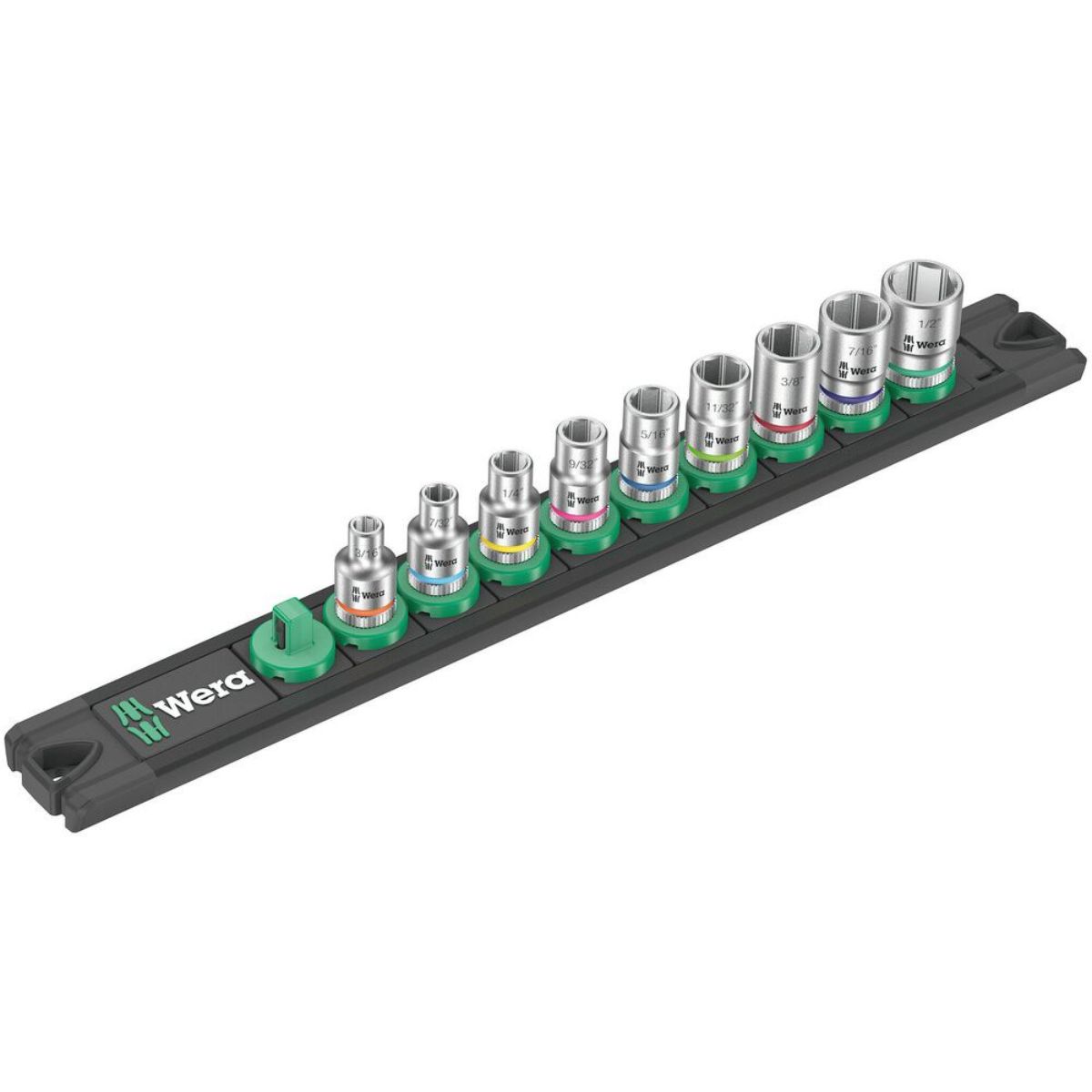 Wera Nuss-Magnetleiste A Imperial 1 Zyklop Steckschlüsseleinsatz-Satz, 1/4"-Antrieb, zöllig, 9-tlg