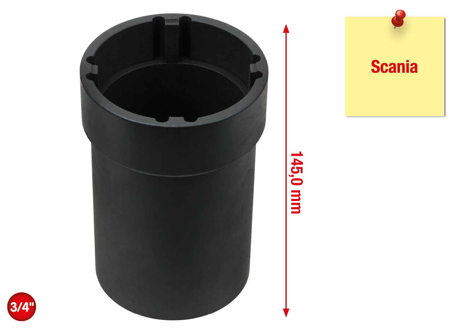 KS Tools 3/4" Nutmuttern-Schlüssel mit 4 Zapfen für Scania, Innenzapfen Ø 70mm