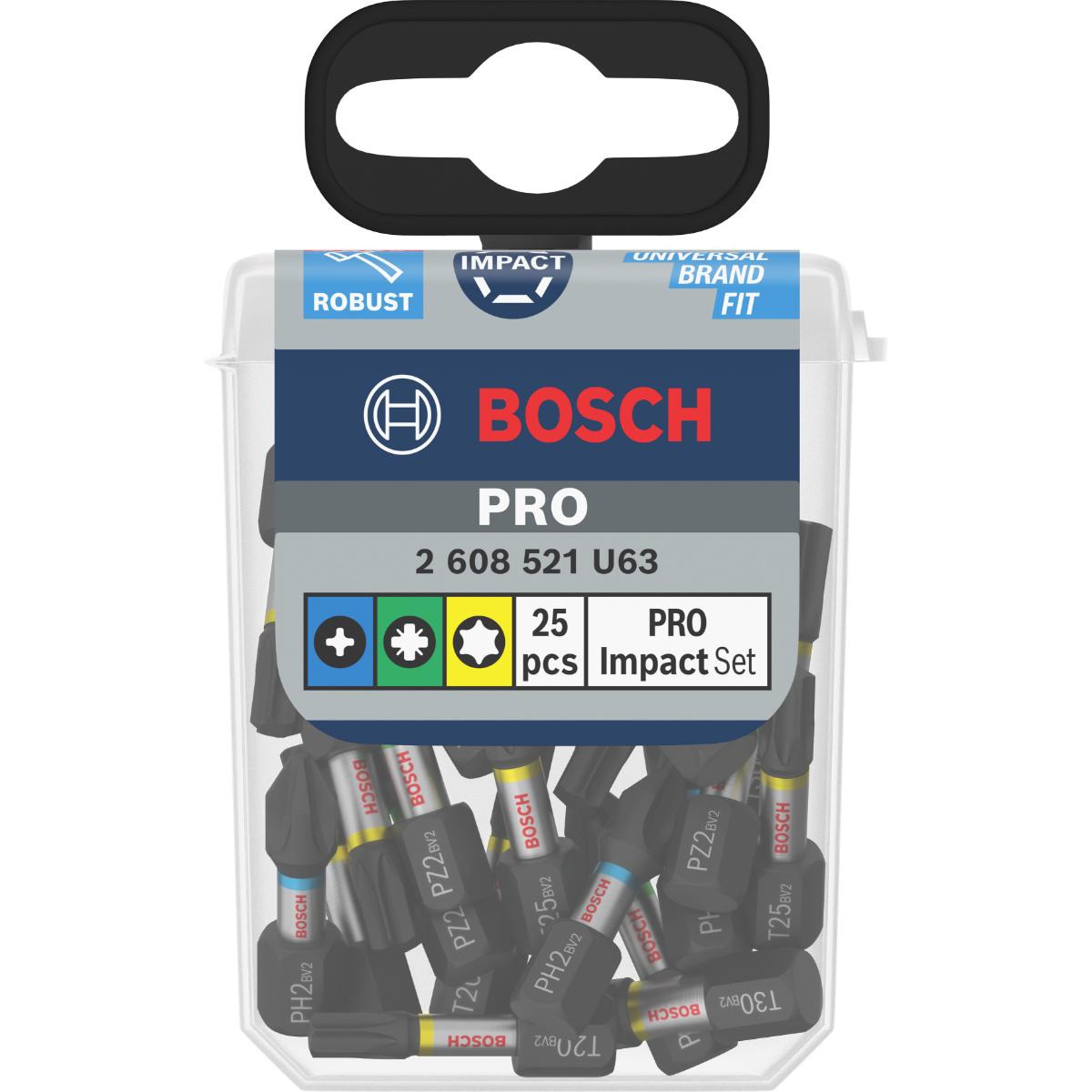 Bosch PRO Impact Mixed Pack,PH2(x5),PZ2(x5),T20(x5),T25(x5),T30(x5),25 mm, 25-teiliges Set