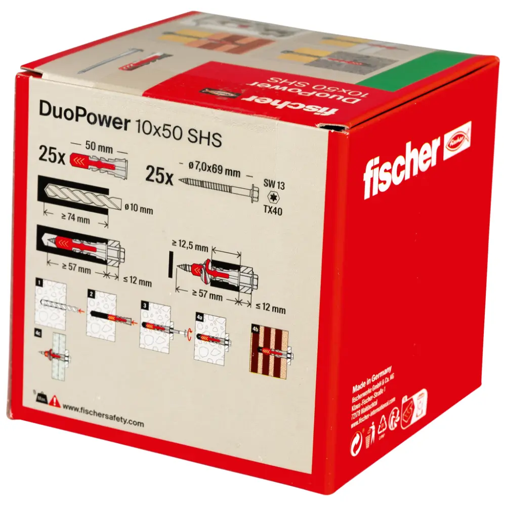 Fischer Universaldübel DuoPower 10x50 S mit Schraube