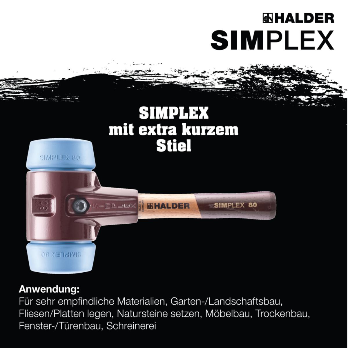 HALDER SIMPLEX - Schonhammer mit TE-Gehäuse und Holzstiel TPE-soft, Ø 80 - Länge Stiel 230 mm