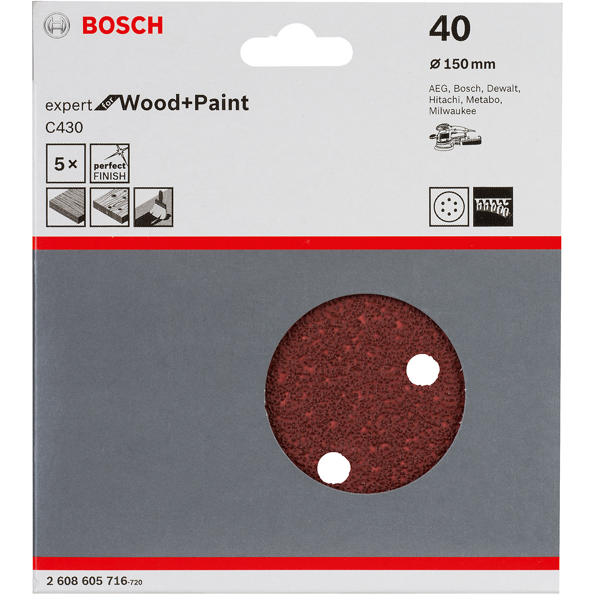 Bosch Schleifblatt C430 für Exzenterschleifer, Wand- und Deckenschleifer 