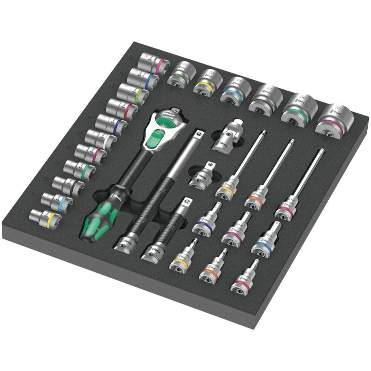 Wera 9722 Schaumstoffeinlage 8000 C Zyklop 1/2" Knarre Set 1, 31-teilig