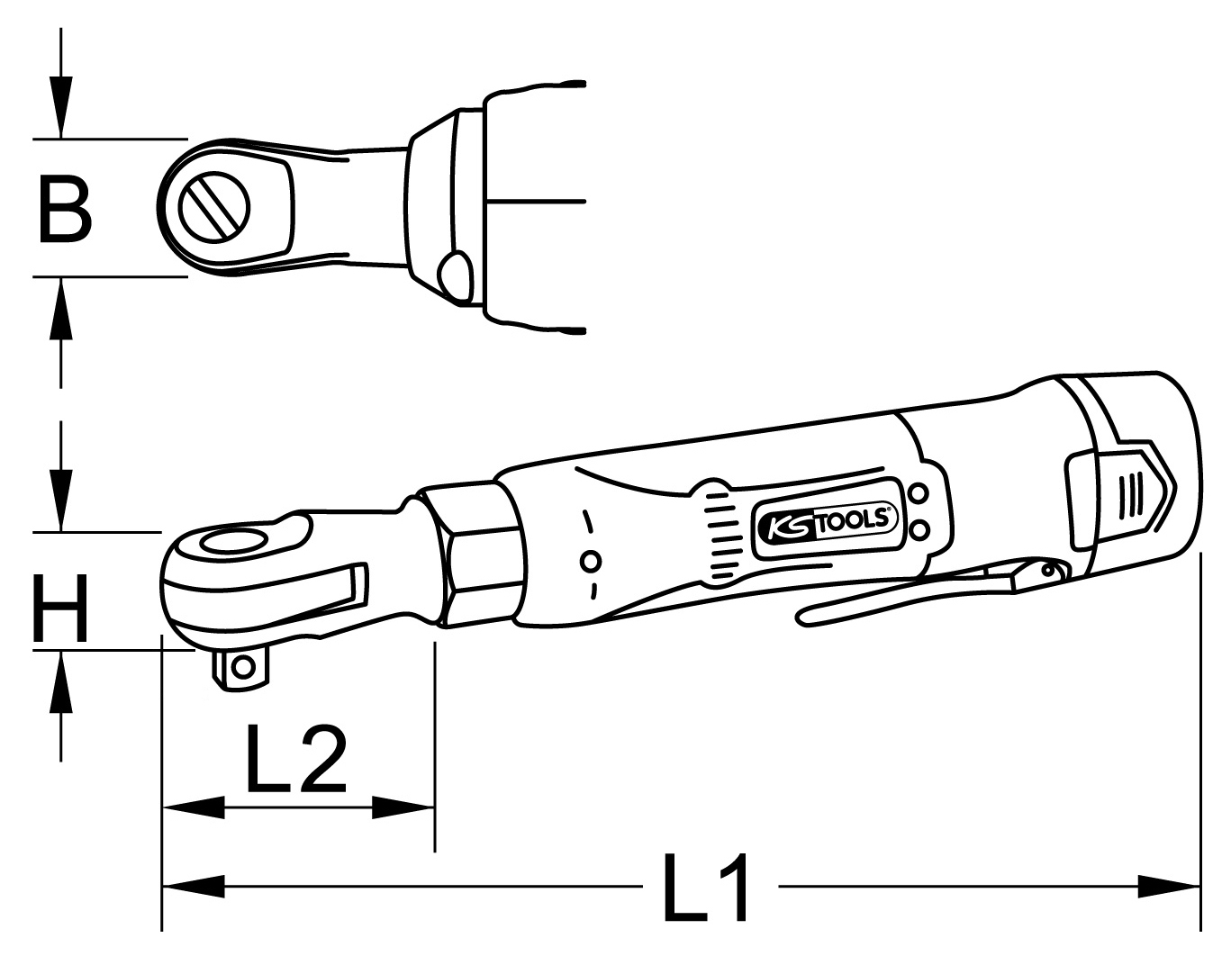 KS Tools 1-2'' Akku-Umschaltknarre, 62Nm, 180 U-min 10,8V, mit 1 Akku und 1 Ladegerät