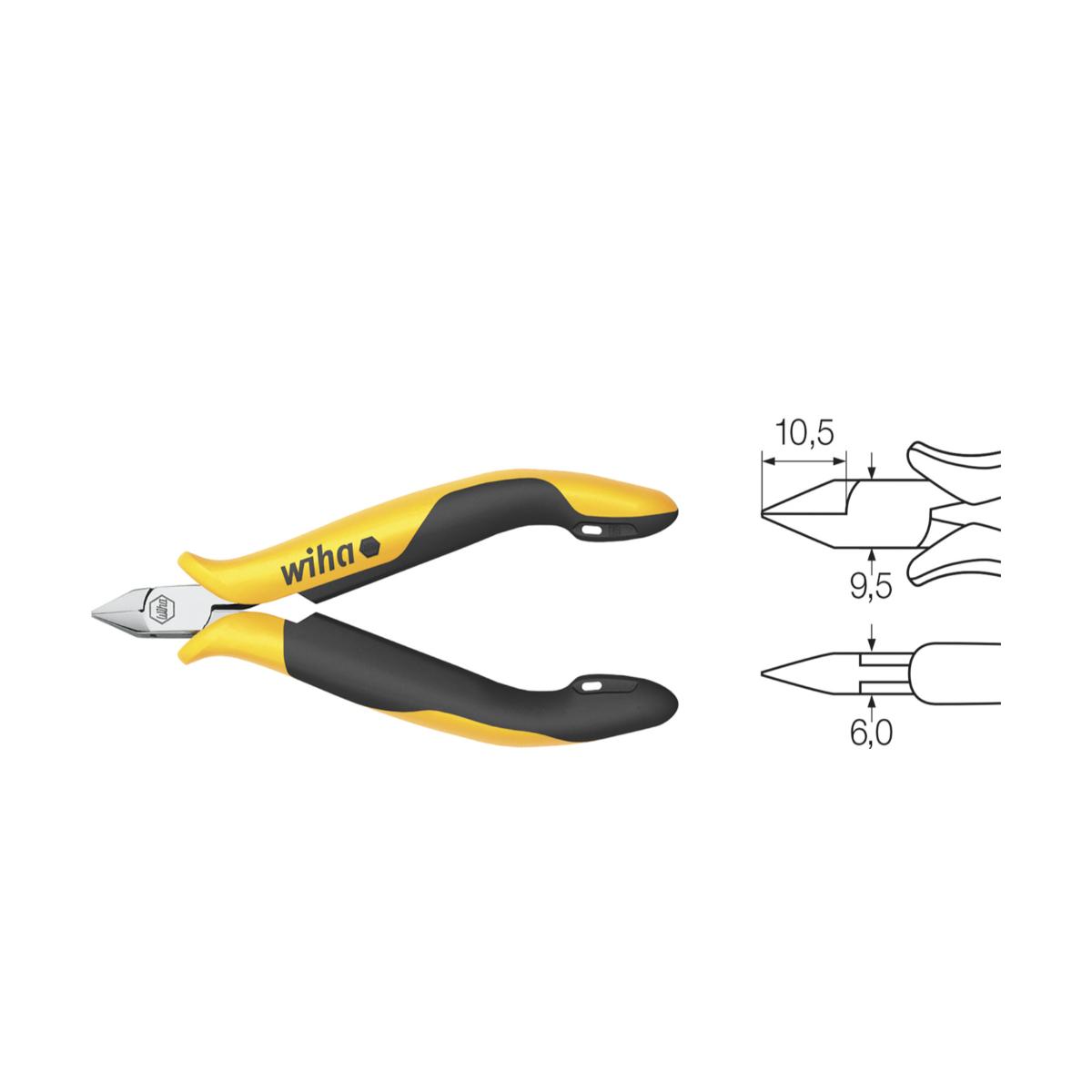 Wiha Seitenschneider Professional ESD schmaler, spitzer Kopf ohne Wate - 5 Stück