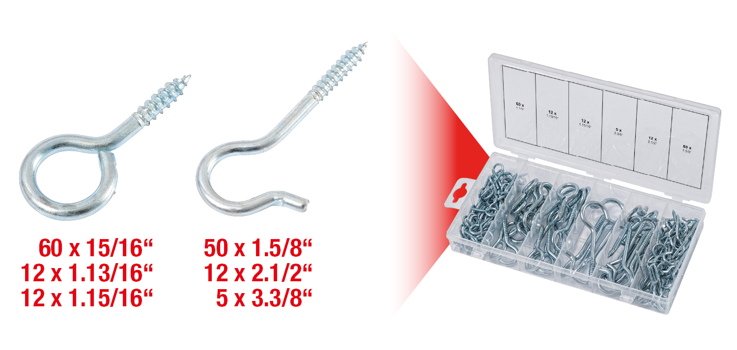 KS Tools Sortiment Haken- und Ösenschrauben,151-tlg