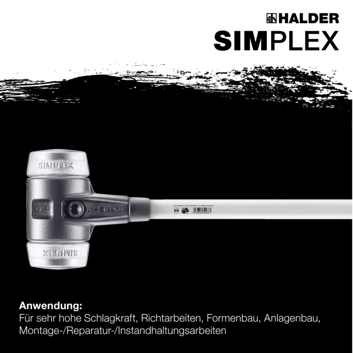 HALDER SIMPLEX - Vorschlaghammer mit verstärktem TE-Gehäuse und Fiberglasstiel, Weichmetall