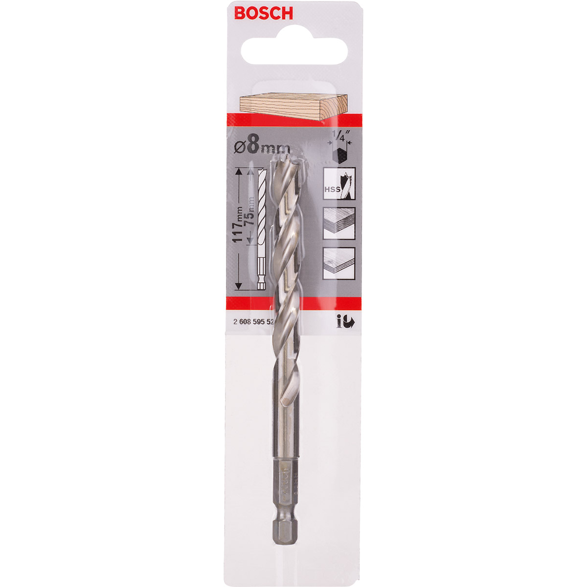 Bosch Holzspiralbohrer mit 1/4 Zoll-Sechskantschaft