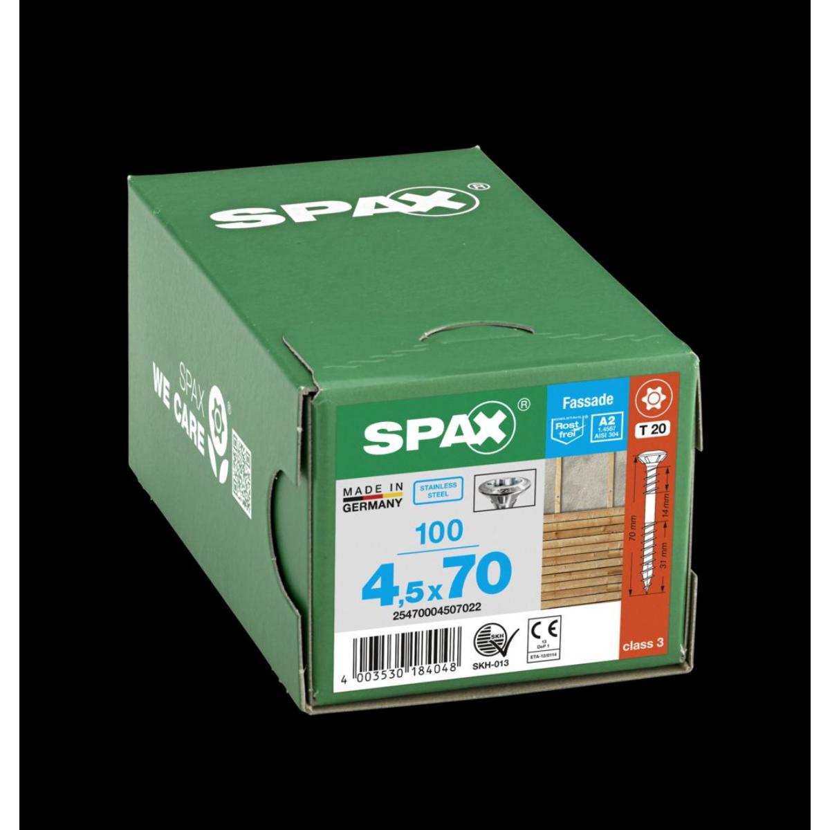 SPAX Fassadenschraube A2 Linsensenkkopf Klein 8mm starke Fräsrippen T-Star Plus T20 Fixiergewinde 4C