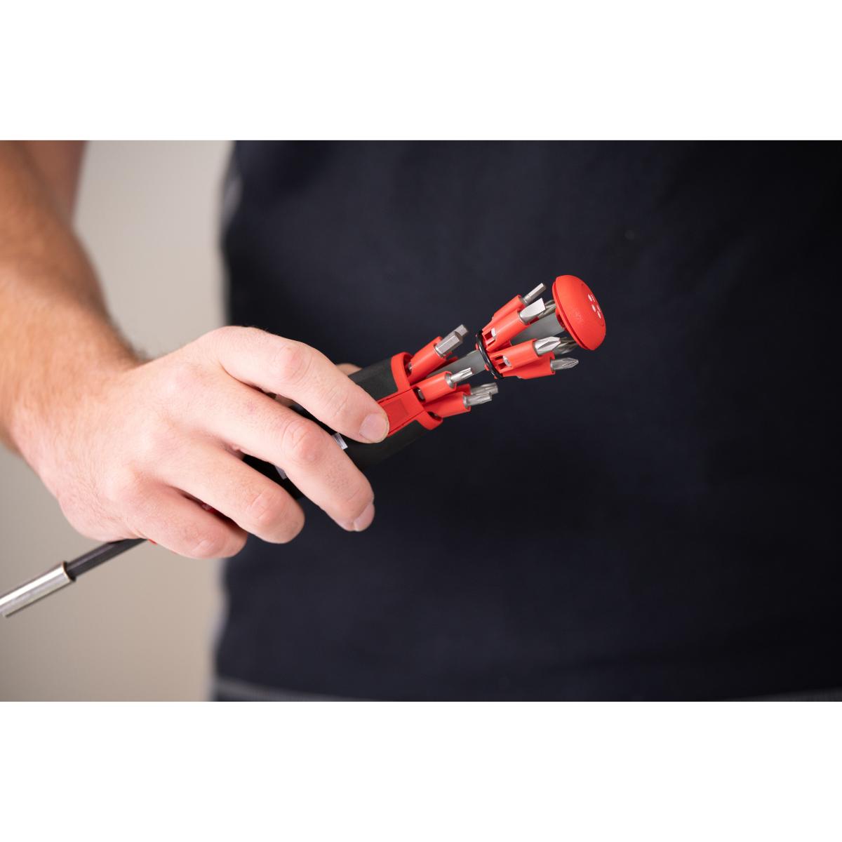 Wiha Schraubendreher mit Bit Magazin LiftUp 25 magnetisch gemischt mit 12 Bits, 1/4 zoll in SB-Kartonverpackung