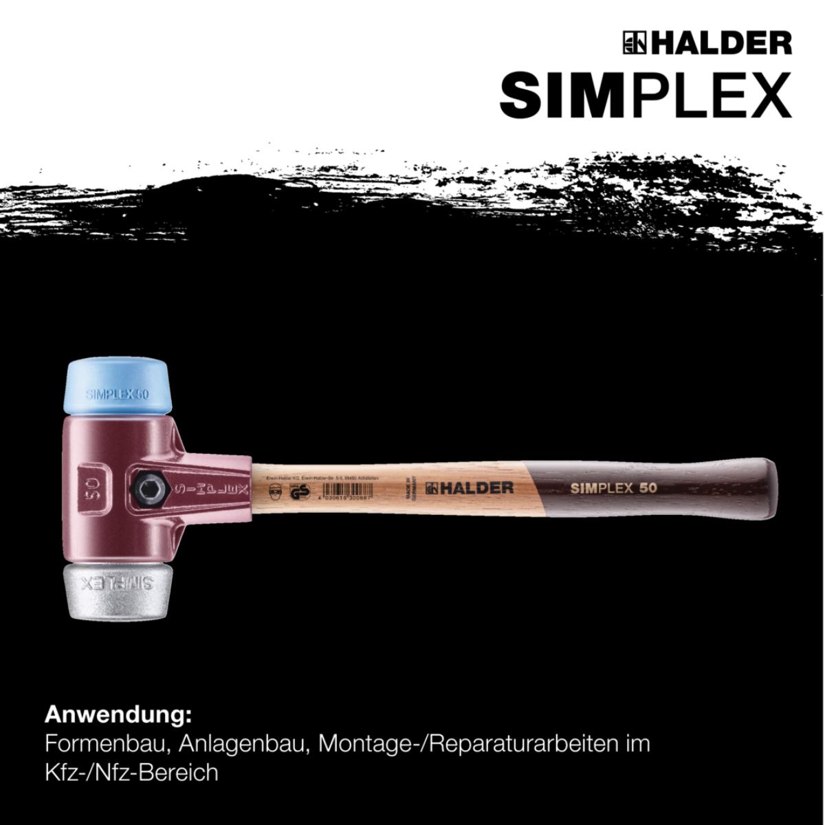 HALDER SIMPLEX - Schonhammer mit Tempergussgehäuse und hochwertigem Holzstiel, TPE-soft/Weichmetall